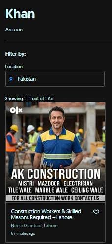 construction labour and Mason required