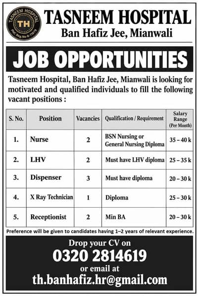 Medical staaf male and female required
