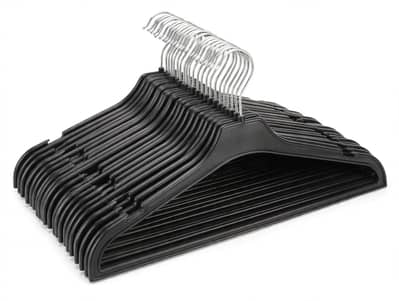 Black Plastic Hangers 130 Pcs with Steel Hook