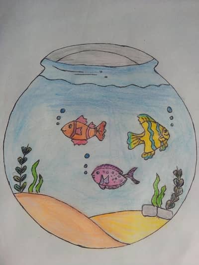 Handmade Fish Art Painting - Colorful Chart Drawing