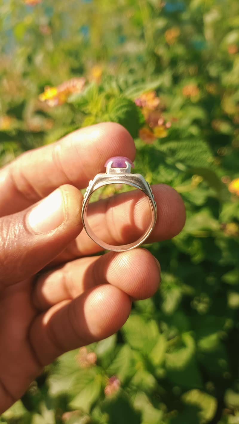 Beautiful Pink Ruby Stone Silver Ring for Men 2