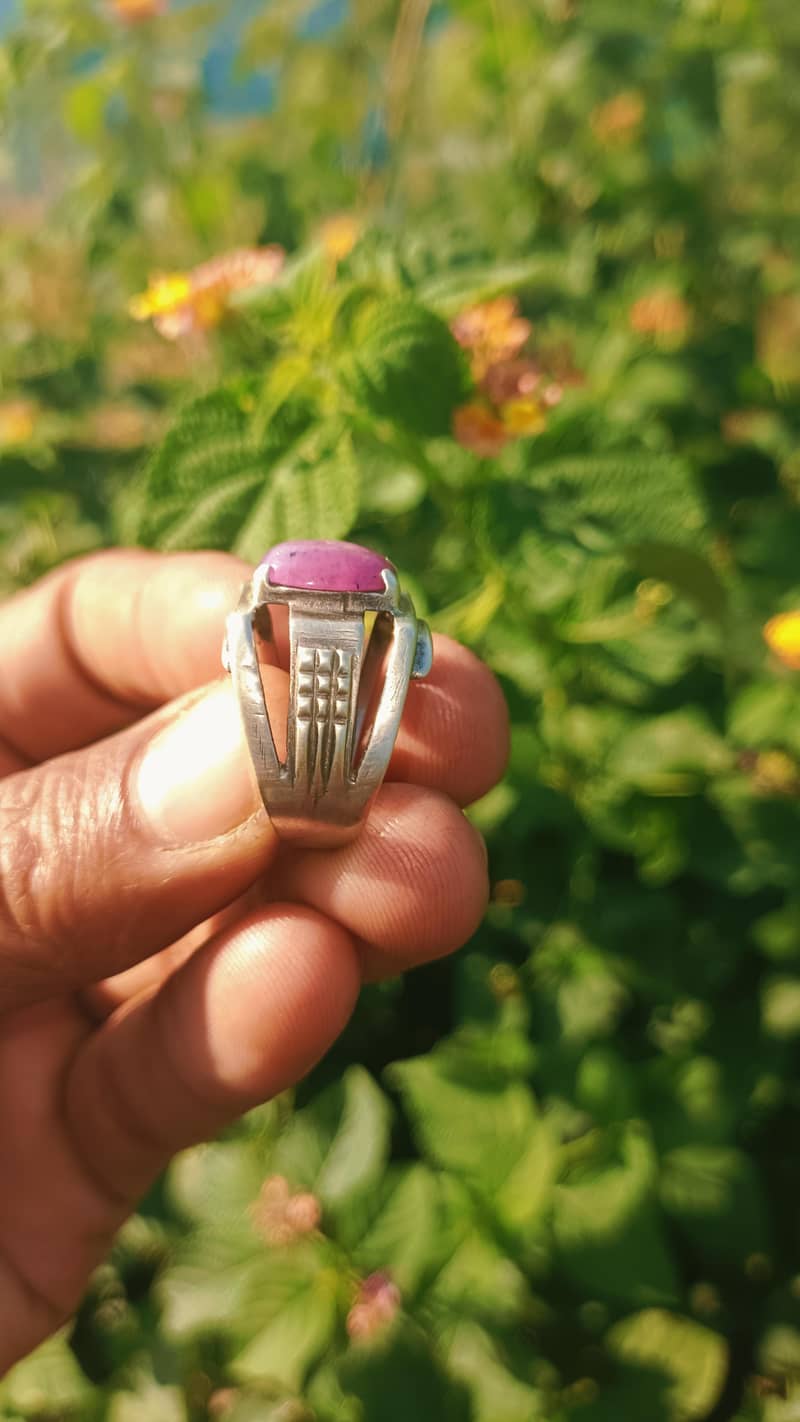 Beautiful Pink Ruby Stone Silver Ring for Men 3