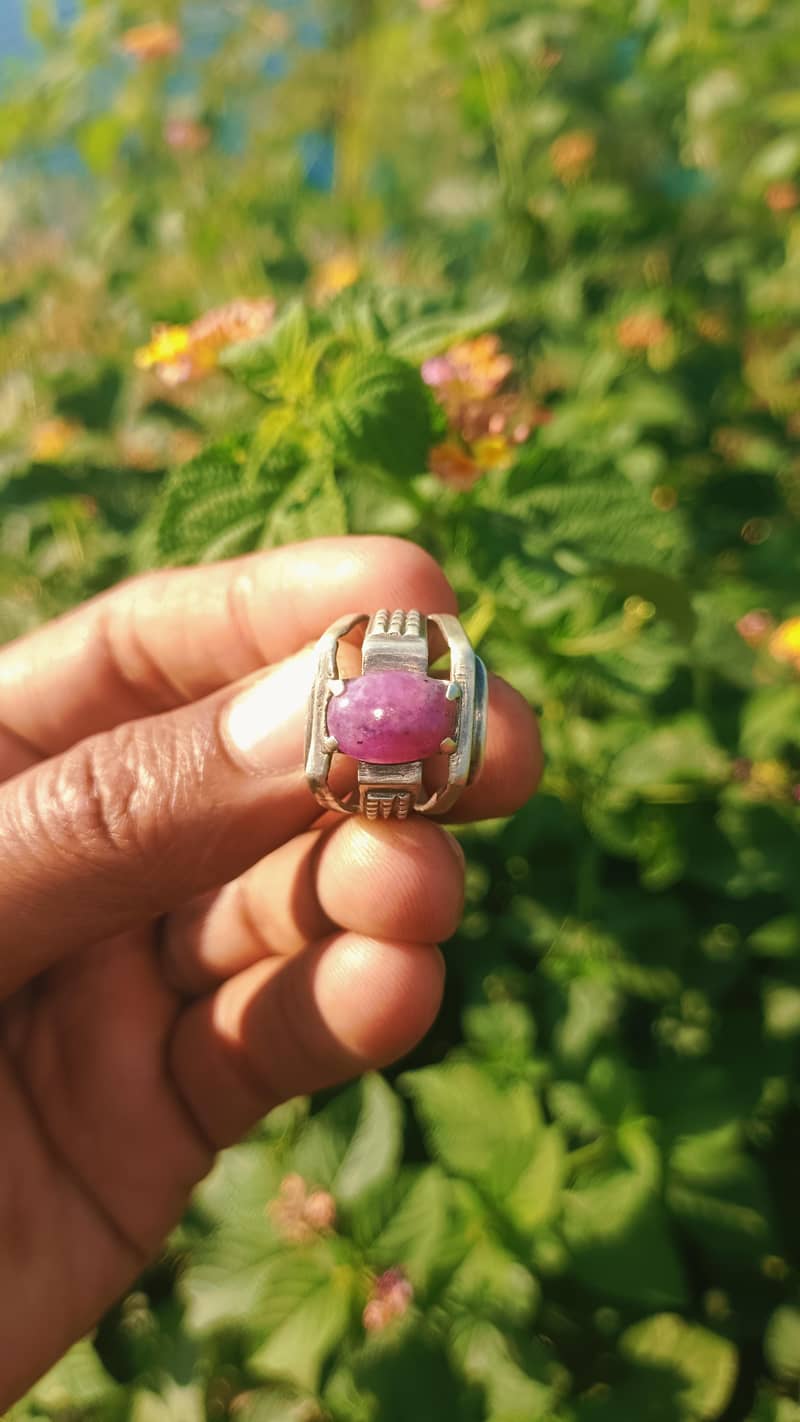 Beautiful Pink Ruby Stone Silver Ring for Men 4
