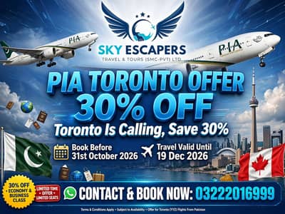 Karachi to toronto - Cheap Air Tickets - 03222016999