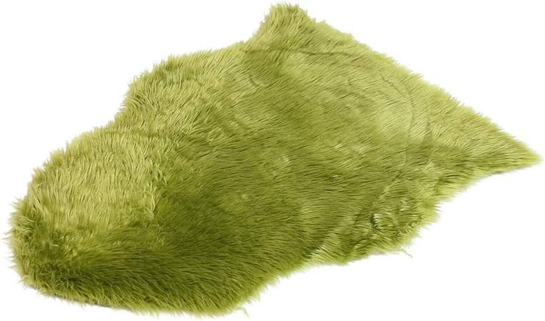 Faux Sheepskin Rug Olive Green 2ft x 3ft, Fluffy Fur Sheep Foot Door Mat
