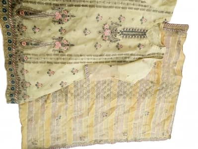 Skin golden 3 piece embroidered dress like new medium size