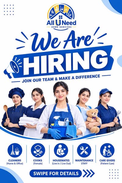 House Maid, Baby Sitter, Patient Care, Female Cook.