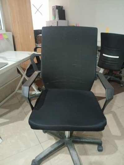 Black Mesh Office Chair with Adjustable Swivel Base & Armrests