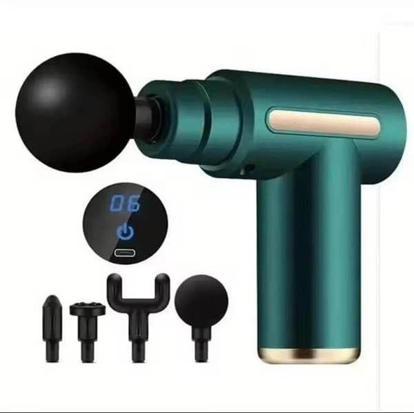 Massage Gun 4 in 1: Electric Handheld Full-Body Massager with Attachments, Adjustable Speed, and Rechargeable Battery