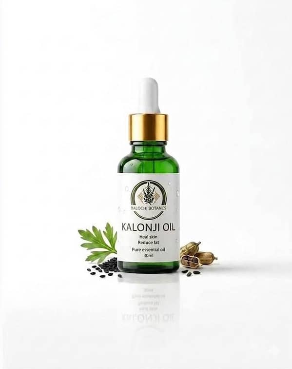 Khalonji Oil (Black Seed Oil) - Nigella Sativa Seed Oil, Cold-Pressed, 100% Pure & Organic - Hair Growth, Shine & Gray Hair Reduction - Balochi Botanics