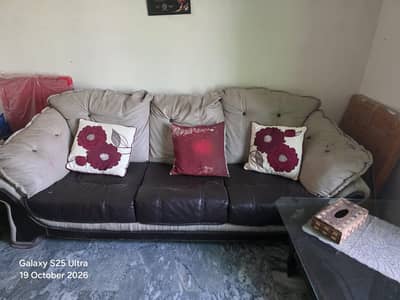 5 seater Sofa set with 3 Glass Table set