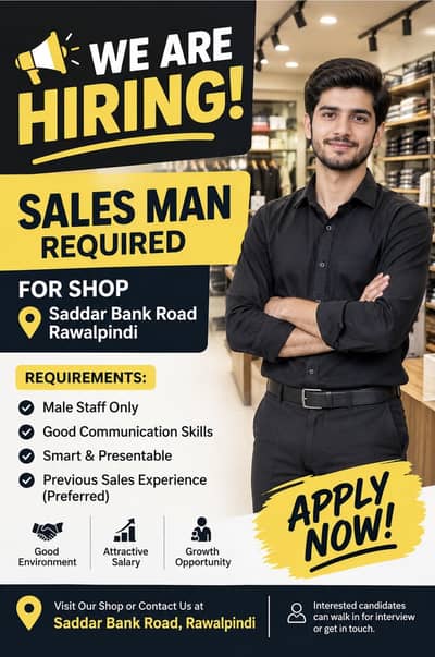 Salesman required for shop in saddar bank Rawalpindi