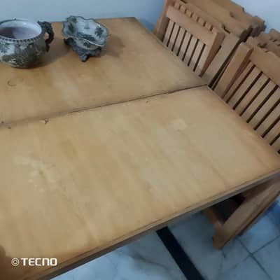 Dining table with six chairs