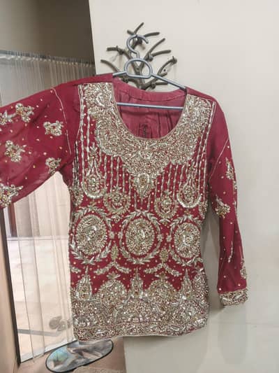 Beautiful deep red chiffon lehenga by Bin Ejaz (paras zari)- worn once