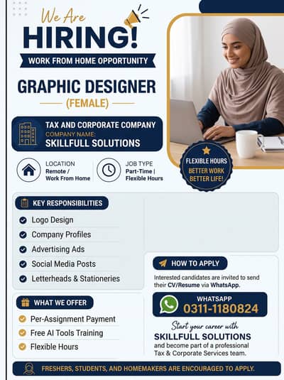 FEMALE GRAPHIC DESIGNER (REMOTE / TASK-BASED)
