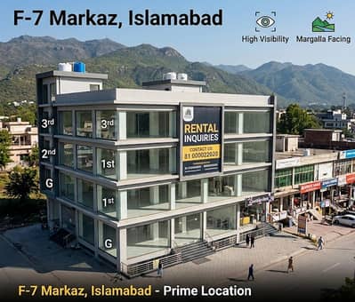 Premium Corporate Unit for Rent | F-7 Markaz, Islamabad Complete Commercial Unit Approx. 2,370 Sq. Ft. Covered Area Prime Location: F-7 Markaz, Islamabad Margalla Facing | High Visibility | Premium Commercial Address