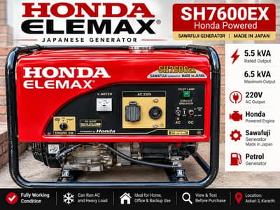 Honda Elemax SH7600EX Japanese Generator – 5.5 kVA – Fully Working