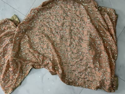 Peach duppata with golden embroidery