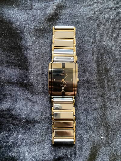 SWISTAR Jubilee Gold & Black Dial Watch – Elegant Design
