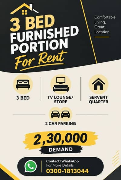 3 Bed Full Furnished Portion