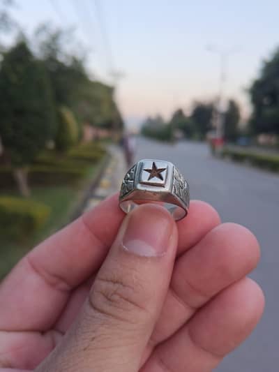 Vintage Silver Star Stamp Ring | Unique Engraved Design