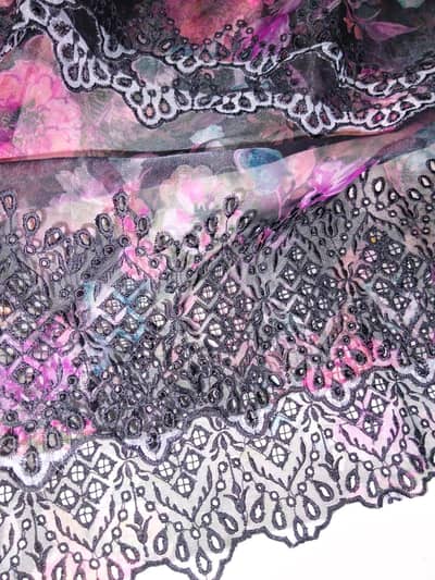 organza print lehanga for girls