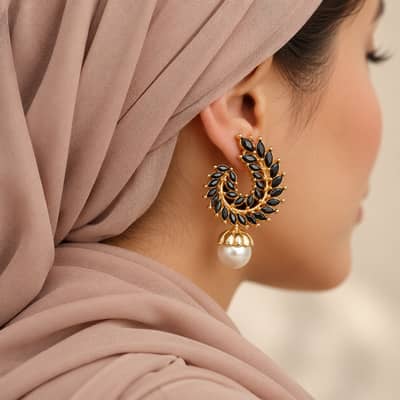 Turkish Inspired Spiral Leaf Earrings for Women – Marquise Crystal-Lo