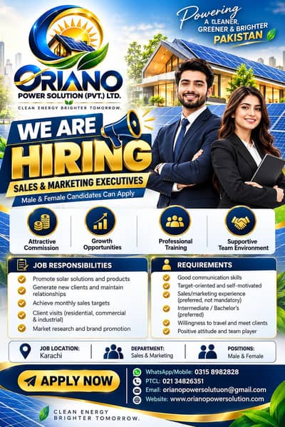 We Are hiring Sales nd marketing staff