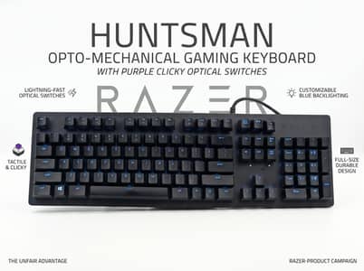 Razer Huntsman Gaming Keyboard – Optical Switches, Blue Backlight