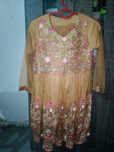 Golden Net Embroidered Choli with Raw Silk Sharara-Hevaily bridal 3Pc