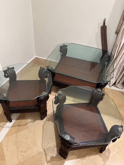Sheesham Wood Centre and Side Table Set