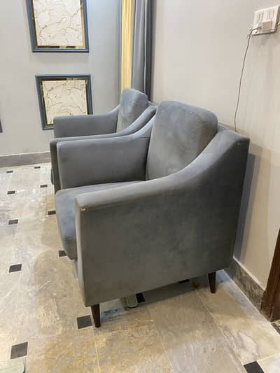 Pair of Grey Single Seater Sofas – Stylish & Comfortable