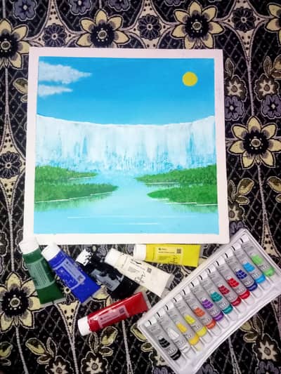 Beautiful Handmade Acrylic Waterfall Painting
