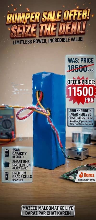 12V 25Ah Heavy Duty Lithium-ion Battery Pack (Solar & DC Fan)