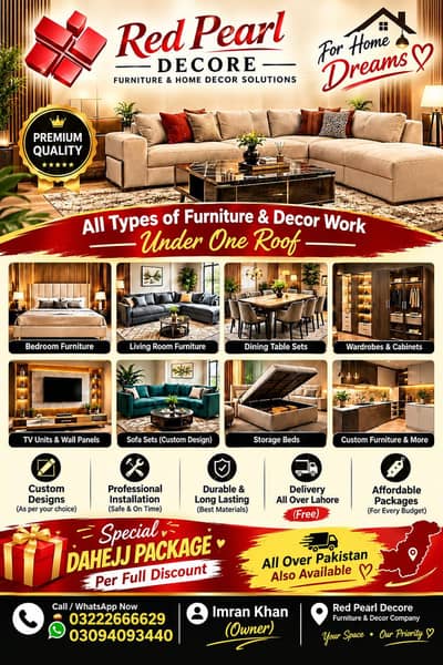 Red pearl decore furniture