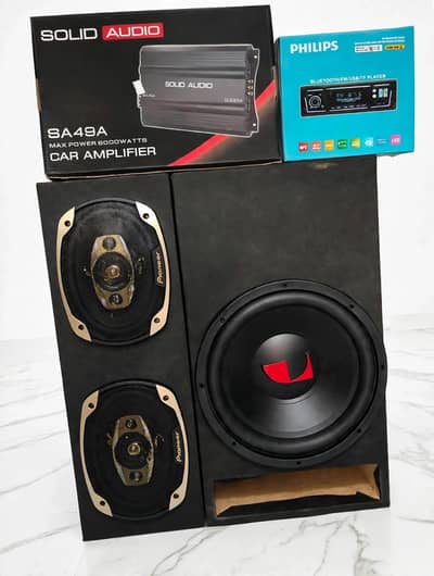 car complete sound system 12 inch subwoofer 4 channel amplifier 6/9 Sp
