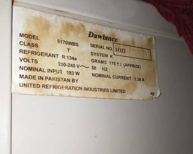 Dawlance Model 9170WBS good Performance.   - *Model:* 9170WBS