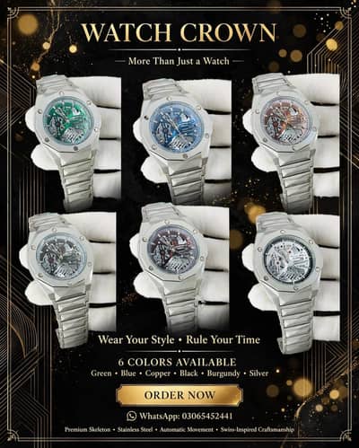 Crystal Time Luxury Black Steel Watch - Premium Sports car Design