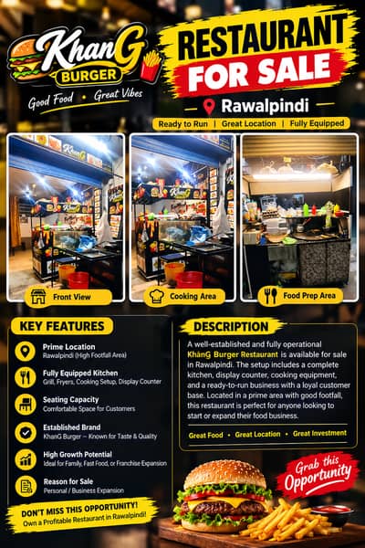 RUNNING RESTAURANT AT PRIME LOCATION FOR SALE