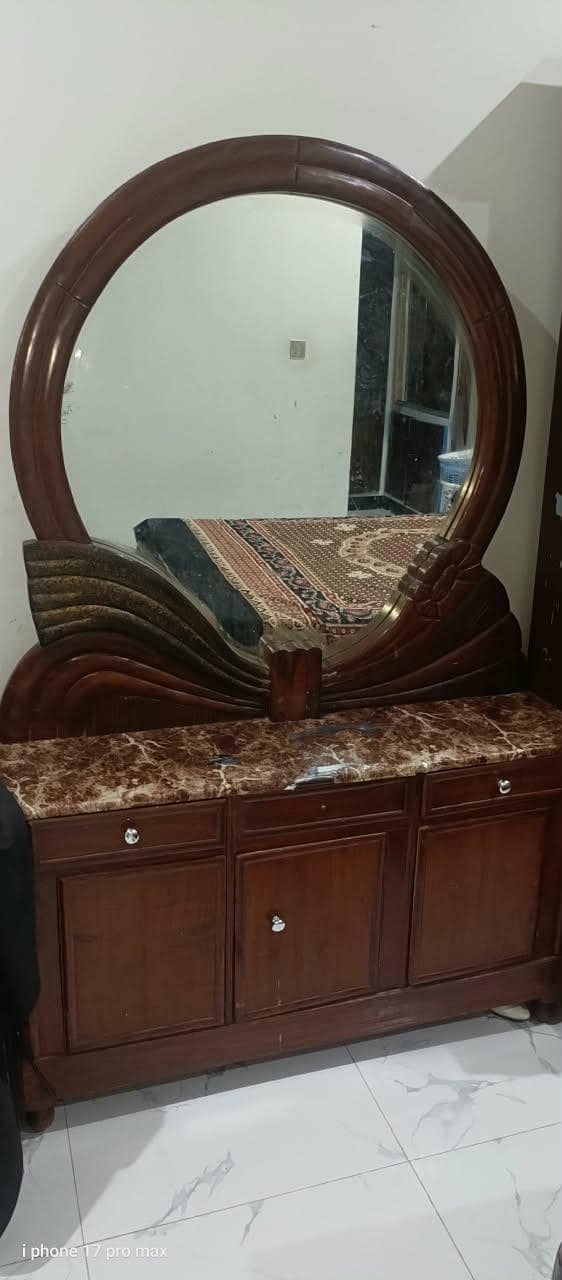 double bed with side table Taj, showcase /divider, dressing table 3