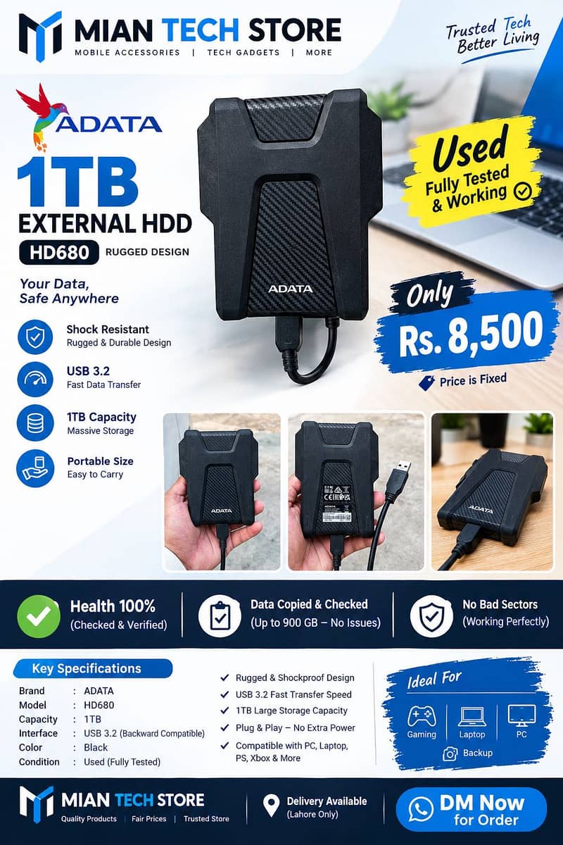 ADATA 1-TB EXTERNAL HARD DRIVE 0