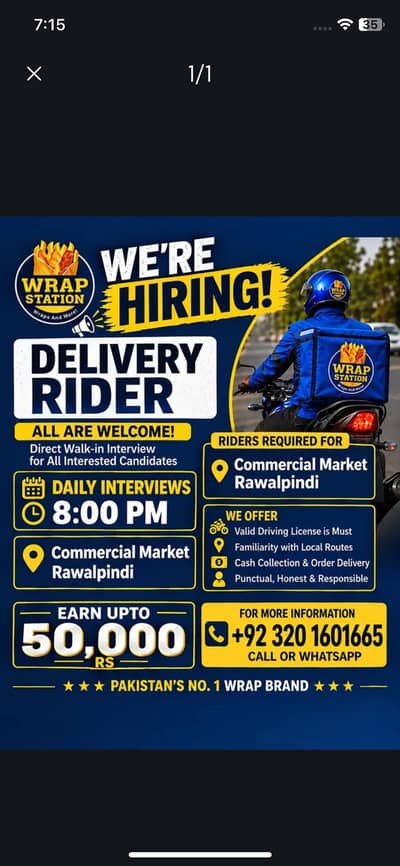 Riders vacancy