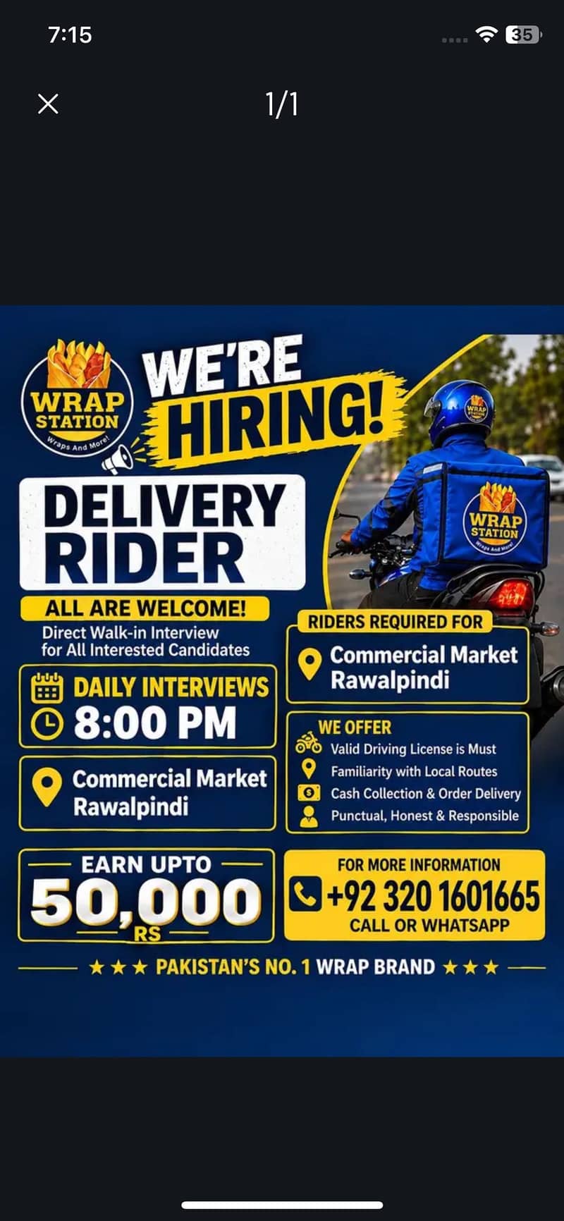 Riders vacancy 0