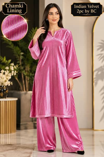 Elegant Indian Velvet 2-Piece Suit
