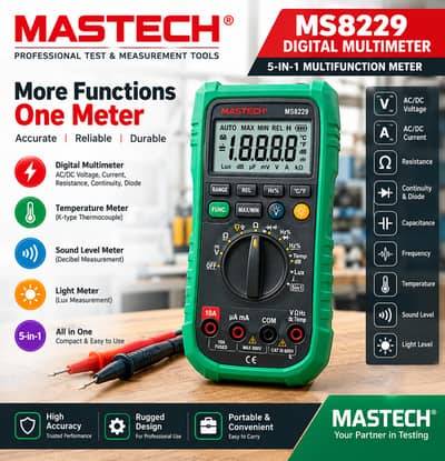 Digital Multimeter Mastech MS8229 | 5-in-1 Electrical Testing Meter