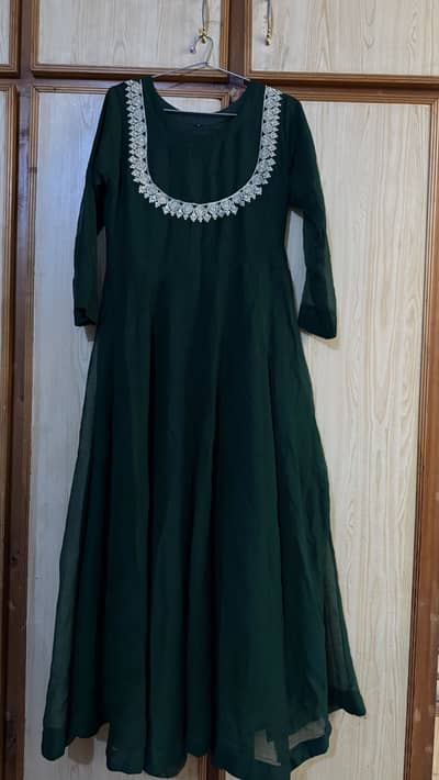 Dark green chiffon frock