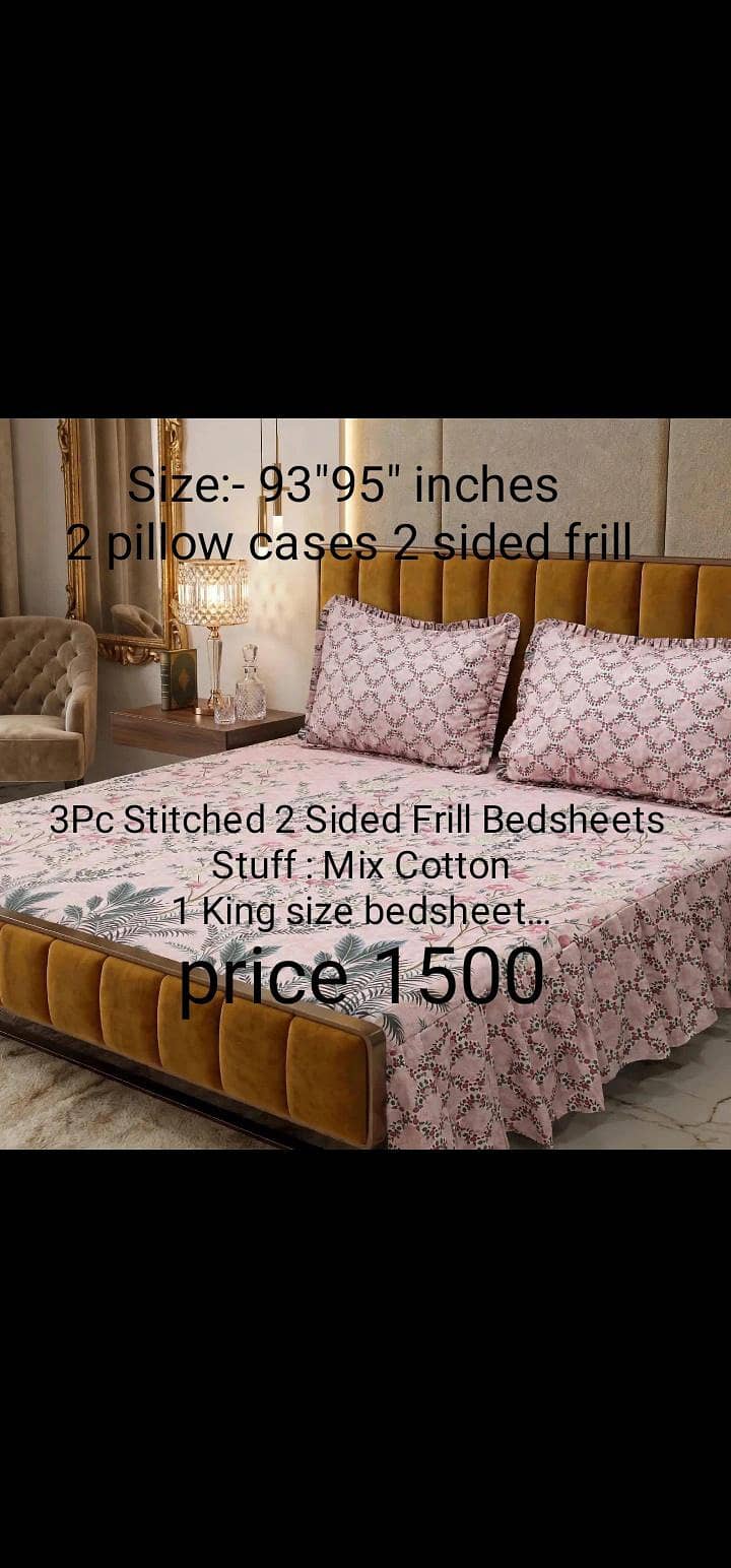 patch work BedSheets. Mix cotton single pair. 2 sided fril BedSheets. 1