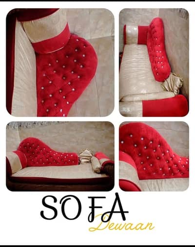 Luxury Red & Golden Sofa Set for Sale.