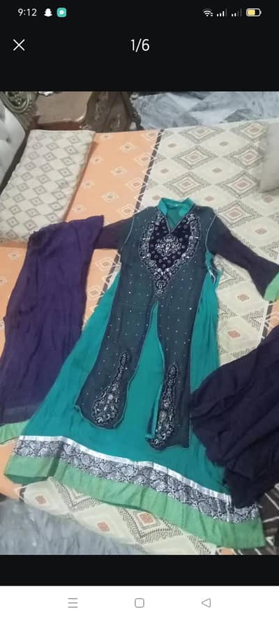 Beautiful Teal Green Ladies Suit with Embroidery