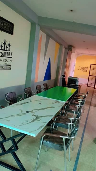 2 Office Table 10 Chairs 6 Plastic Chairs 1 Rolling Chair For Sale